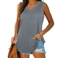thumbnail image 1 of ALLLIST Spring Tops Gray Solid V-Neck Sleeveless Tank Tops Women Tank Tops L, 1 of 7