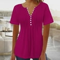 thumbnail image 1 of ALLLIST Spring Tops Purple Flounce Solid V-Neck Short Sleeve Button T-Shirts Women Blouses XXXL, 1 of 3