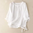 thumbnail image 1 of ALLLIST Spring Tops White Crew Neck Cotton and Linen Solid 3/4 Sleeve T-Shirts Spring Blouses XL, 1 of 3