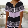 thumbnail image 1 of ALLLIST Spring Tops for Women 2024 Purple Short Sleeve V-Neck Graphic Casual T-Shirts Button Spring Blouse, 1 of 3