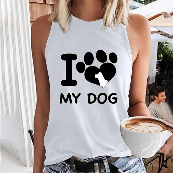 ALLLIST Spring Tops for Women 2024 White Graphic Crew Neck Sleeveless Tank Tops Tank Tops for Women 2024 M