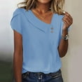 thumbnail image 1 of ALLLIST Short Sleeve Womens Tops Plus Size Blue Solid V-Neck T-Shirts Women's Blouse, 1 of 6