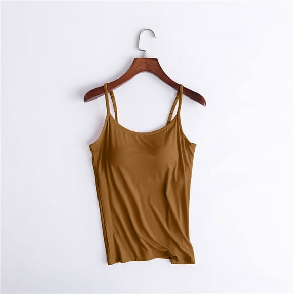 ALLLIST Spring Tops for Women Brown Scoop Neck Sleeveless Cami Solid Tank Tops Tank Tops for Women XXL