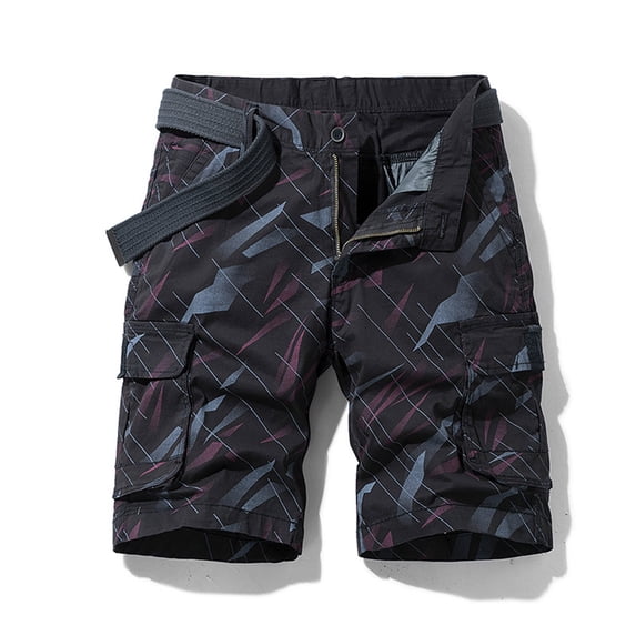 ALLLIST Straight-Leg Shorts Men Mid Graphic Black Short Cotton and Linen Jogger with Pockets Cargo (Reg. Or Big & Tall)