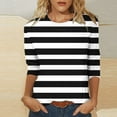 thumbnail image 1 of ALLLIST Striped Going Out Tops for Women Short Sleeve Crew Neck Black T-Shirts T Shirts for Women, 1 of 5