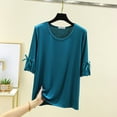 thumbnail image 1 of ALLLIST Summer Ladie's Pajamas Elbow-Length Modal Sleep Tops Casual Solid Green Loungewear for Women, 1 of 3