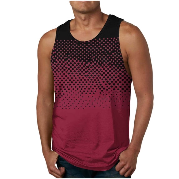 ALLLIST Summer Mens Tank Tops Cotton Red Pullover Comfy Color Block Shirts for Men Size S-2XL
