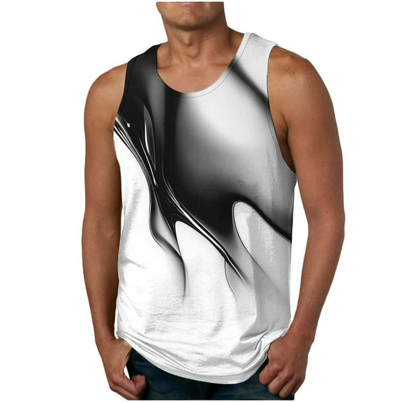 ALLLIST Summer Tank Tops Men Big And Tall Cotton Pullover Casual Black Color Block Undershirts for Men Size S-2XL