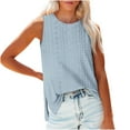 thumbnail image 1 of ALLLIST Summer Tops Blue Crew Neck Solid Sleeveless Tank Tops Womens Tank Tops M, 1 of 5