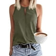 thumbnail image 1 of ALLLIST Summer Tops Green Hollow Casual Solid Sleeveless Keyhole Neck Tank Tops Tank L, 1 of 8