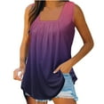 thumbnail image 1 of ALLLIST Summer Tops Purple Gradient Pleated Casual Square Neckline Sleeveless Tank Tops Camisole S, 1 of 4