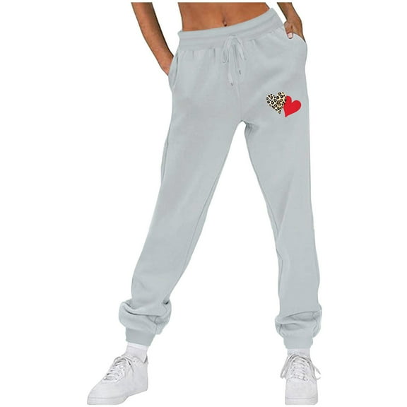 ALLLIST Sweatpants Women Casual Athletic Pants Love Heart with Pockets Gray Joggers Pants for Women