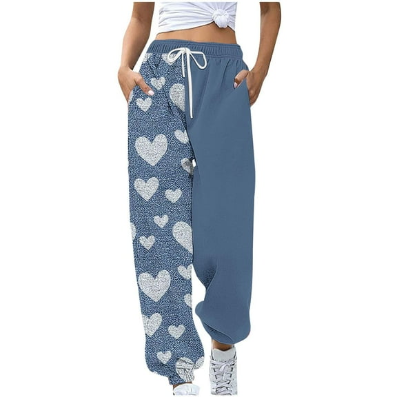 ALLLIST Sweatpants for Women with Pockets Elastic Waist Drawstring Jogging Pants Relaxed Fit Love Heart Activewear Sweatpants Ladies