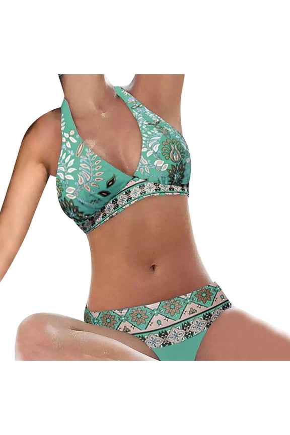 Swimsuit Women Green Soft Cup Sexy Bikini Graphic Bikini Tops Swimwear for Women