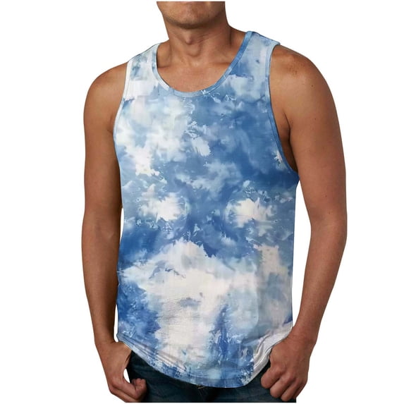 ALLLIST Tank Tops Men White Summer Sleeveless Pullover Casual Tie Dye Undershirts for Men Size S-4XL