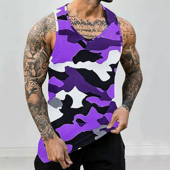 ALLLIST Tank Tops for Men Summer Sleeveless Pullover Casual Camouflage Underwear for Men Size S-4XL