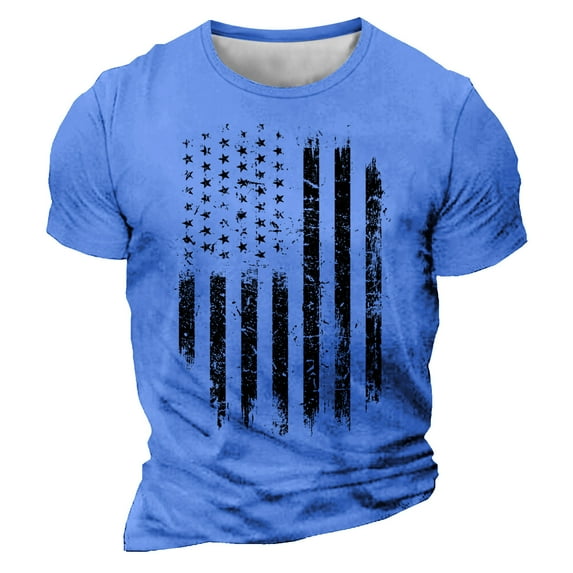 ALLLIST Blue Women's Tops Crew Neck Short Sleeve Independence Day Printed Casual T-Shirts T Shirts for Women XL