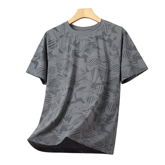 ALLLIST Tops for Man Gray Short Sleeve Crew Neck Graphic Casual T-Shirts Breathable Cooling Men's Shirts