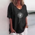 thumbnail image 1 of ALLLIST Tops for Women Cotton Linen Black Crew Neck T-Shirts Short Sleeve Casual Floral Shirts Womens Clothing, 1 of 5