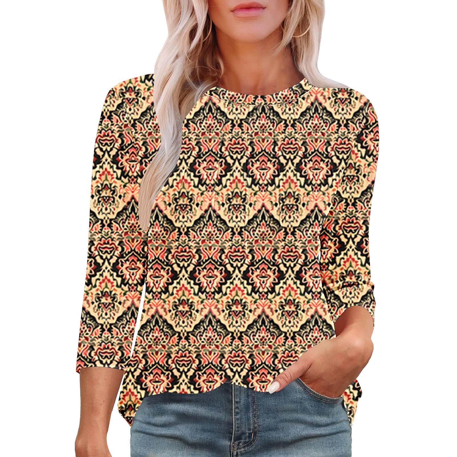 Damen Bluse Mit 3/4-Ärmeln & Rüschenmanschetten – Trendige Business Bluse In Uni
