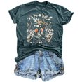 thumbnail image 1 of ALLLIST Tops for Women Summer Crew Neck Short Sleeve T-Shirts Casual Green Floral Shirts Tops for Ladies, 1 of 3