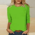 thumbnail image 1 of ALLLIST Tops for Women Trendy Green Crew Neck Solid 3/4 Sleeve Basic T-Shirts Womens Blouses Dressy Casual M, 1 of 5