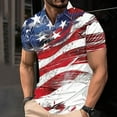 thumbnail image 1 of ALLLIST Trendy Tops for Men 2024 Collared Short Sleeve Red Independence Day T-Shirts Button Printed Casual Pullover Mens Shirts, 1 of 7