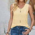 thumbnail image 1 of ALLLIST Trendy Tops for Women 2024 Yellow Solid Hollow Sleeveless Button V-Neck Tank Tops Womens Tank Tops M, 1 of 4