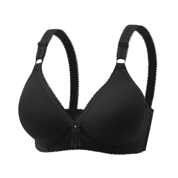 ALLLIST Underwear for Women Black Push up Wirefree Plunge Solid Comfort Bralette Ladie Bras Size L