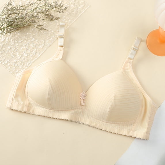 ALLLIST Underwear for Women Push up Full Coverage Wirefree Bras Beige Comfy Striped Full-Figure Women's Lingerie Size 38