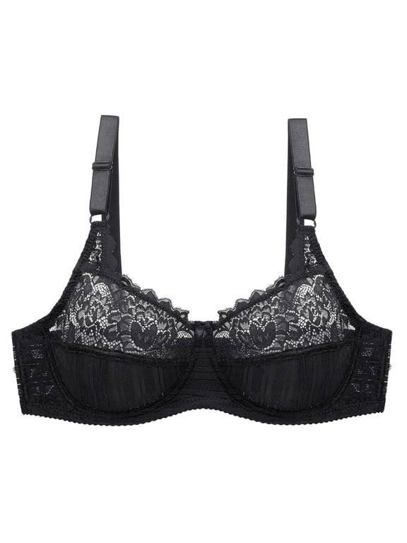 Underwire Womens Bras Lace Push up Underwire Black Plain Soft Plunge Women Lingerie Size 38-48