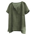 thumbnail image 1 of ALLLIST V Neck Men's T-Shirts Short Sleeve Classic T-Shirt Cotton Linen Solid Green Pullover Mens Shirts, 1 of 5