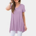 thumbnail image 1 of ALLLIST V Neck Tops for Women Short Sleeve Holiday T-Shirts Casual Plain Purple Tunic Womens Clothing, 1 of 6