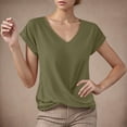 thumbnail image 1 of ALLLIST V Neck Tops for Women Summer Short Sleeve Blouse Casual Plain Green Pullover Clothing for Women, 1 of 4