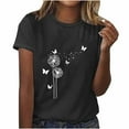 thumbnail image 1 of ALLLIST V-Neck Trendy Tops for Women 2024 Black Short Sleeve Graphic T-Shirts Casual Button Womens Shirts Plus Size, 1 of 2