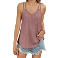 thumbnail image 1 of ALLLIST V Neck Women's Tops Holiday Tank Tops Plain Brown Casual Shirts Clothing for Women, 1 of 8