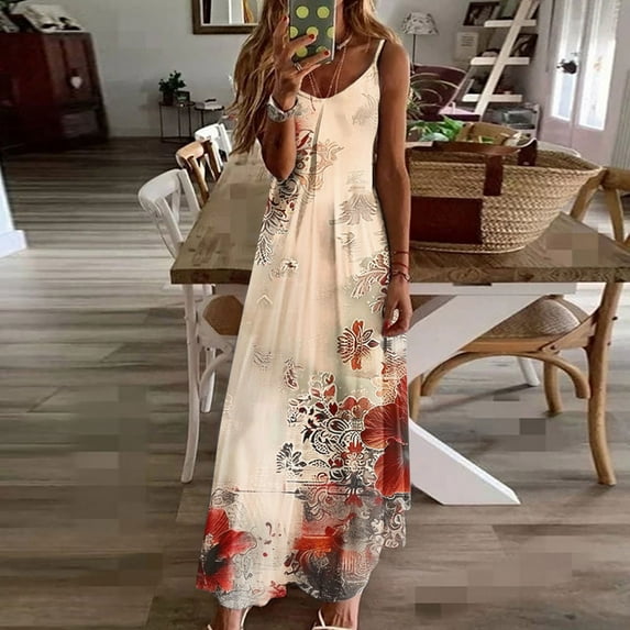 ALLLIST V Neck Womens Dresses Floral Summer Slip Dress Elegant A Line Dresses for Teens