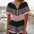 thumbnail image 1 of ALLLIST V-Neck Womens Summer Tops Short Sleeve Pink Graphic T-Shirts Button Casual Blouses for Women Dressy Casual, 1 of 3