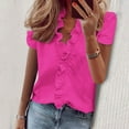 thumbnail image 1 of ALLLIST V-Neck Womens Tops Summer Short Sleeve Blouses Plain Pink Ruffle Shirts Tops for Ladies, 1 of 6