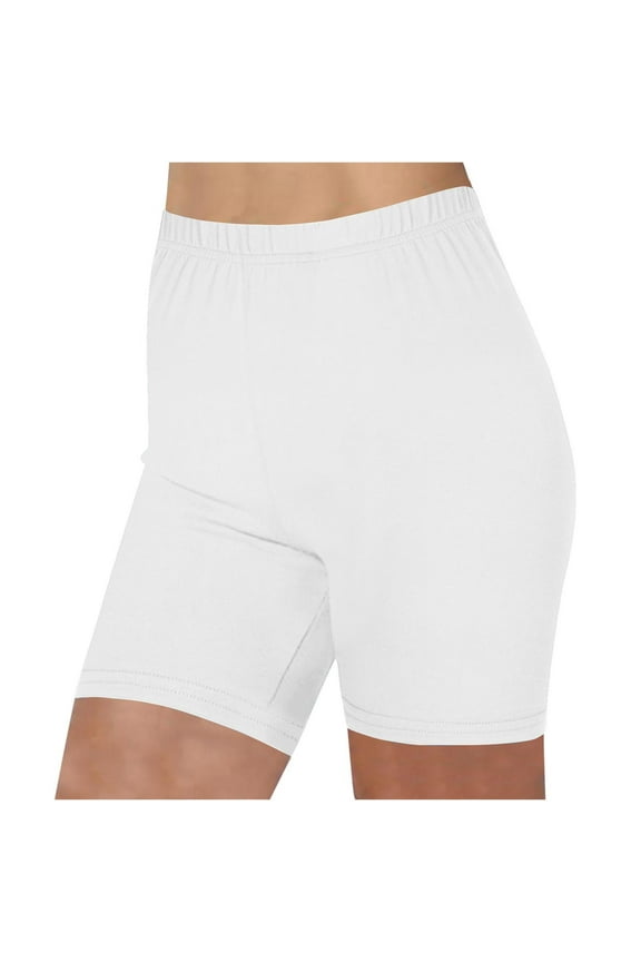 White Shorts for Women Slim-Leg High Short Solid Running Elastic Yoga Capris Polyester,Spandex Running S