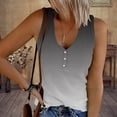 thumbnail image 1 of ALLLIST White Spring Tops Button V-Neck Sleeveless Gradient Ribbed Tank Tops Tank Tops for Women 2024 XXL, 1 of 5