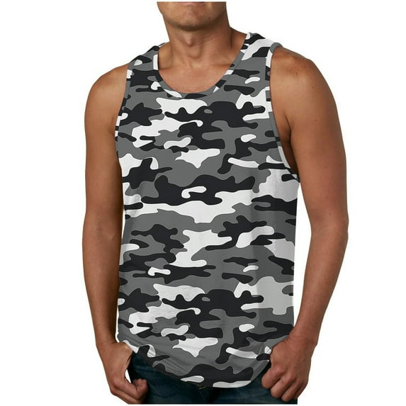 ALLLIST White Tank Tops for Men Summer Sleeveless Pullover Camouflage Casual Shirts for Men Size S-4XL