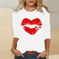 thumbnail image 1 of ALLLIST White Women's Tops Holiday Crew Neck T-Shirts 3/4 Sleeve Graphic Fashion Shirts Ladies Tops, 1 of 4