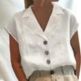 thumbnail image 1 of ALLLIST White Womens Tops Clearance Under $10 Solid Sleeveless Button Cotton and Linen Collared Tank Tops Tank Tops Women XXXL, 1 of 6