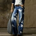 thumbnail image 1 of ALLLIST Wide Leg Women Jeans Bootcut Denim Pants Blue Trendy Lightweight Floral Lounge Pants Pants Ladies, 1 of 6