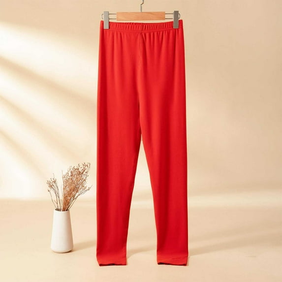 ALLLIST Fleece Ladie Pajamas Plus Size Winter Pants Bottoms Solid Red Soft Home Clothes Womens Loungewear
