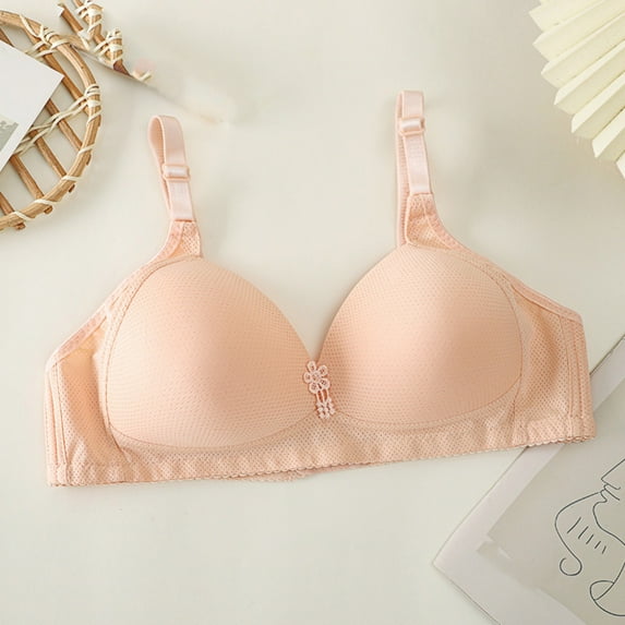 ALLLIST Wirefree Lingerie for Women Pink Push up Plunge Plian Cozy Bralette Bras for Ladies Size 40