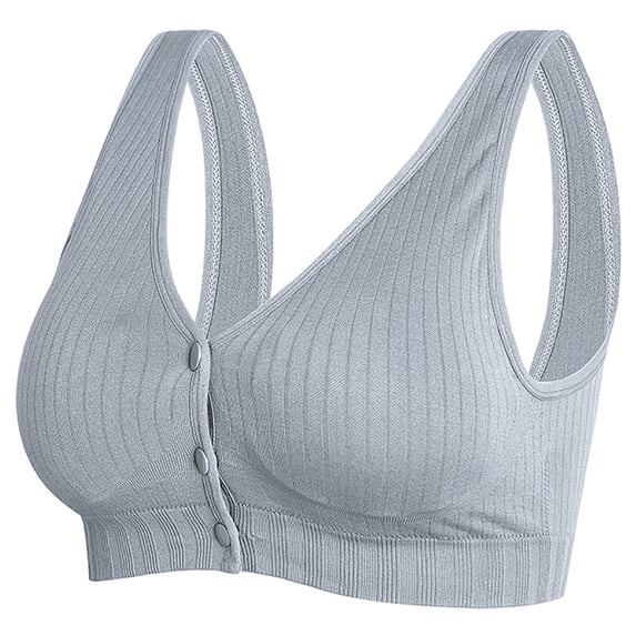 ALLLIST Wirefree Women's Bras Front Closure Nursing Bras Soft Plain Push up Gray Bras for Ladies M-3xl