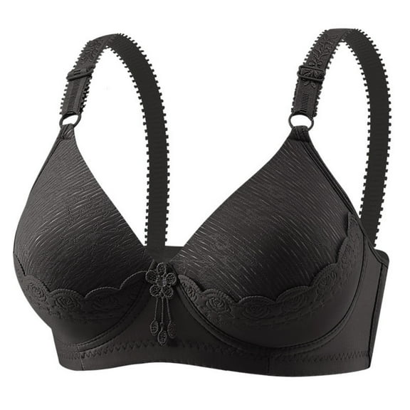 ALLLIST Wirefree Women's Bras Plain Black Bralette Push up T Shirt Bras for Ladies Size 36-43