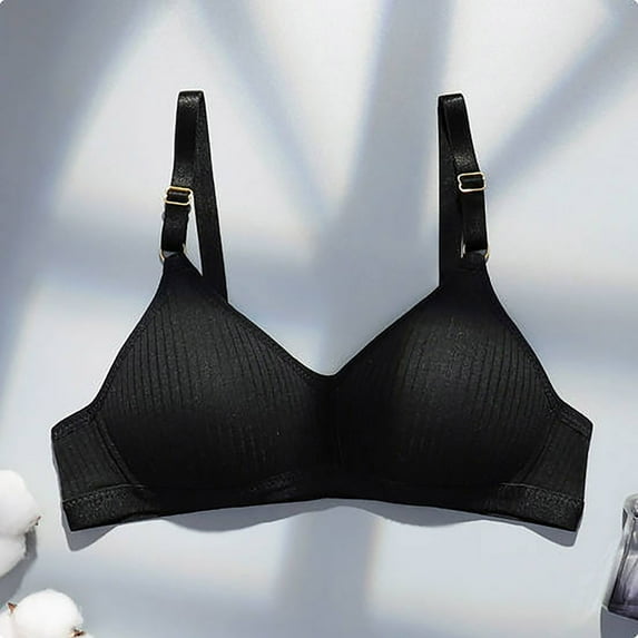 ALLLIST Wirefree Women's Bras Unlined Full Coverage Training Plain Black Soft T Shirt Lingerie for Women Size S-XL